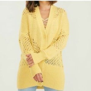 WILDFOX L Backyard Cardigan 100% Cotton Sweater Open Knit